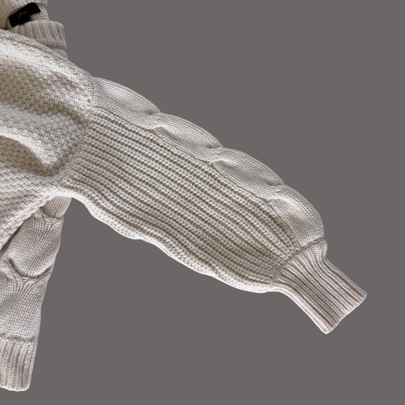 J Crew Womens Fisherman Sweater Chunky Cable Knit Wool Blend Small Coastal Relax - Picture 5 of 8